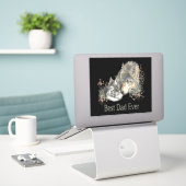 Beste vader ooit Waterverf Wolf & Cub Quote Sticker (Laptop op bureau)