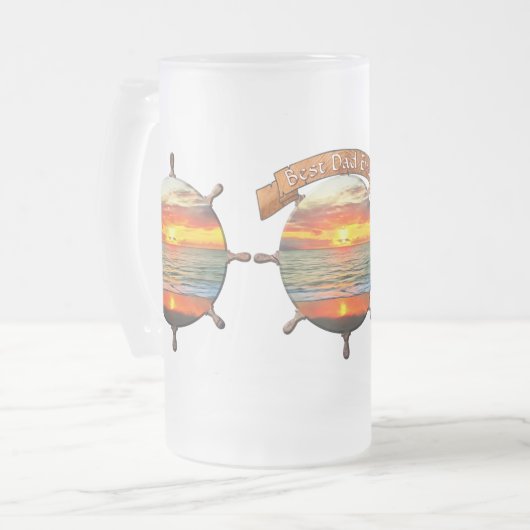 Beste vader ooit zonsondergang 1738 matglas bierpul (Voorkant links)