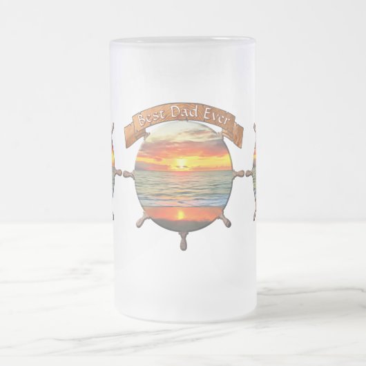 Beste vader ooit zonsondergang 1738 matglas bierpul (Center)