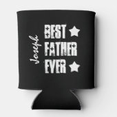 Beste VADER Ooit Zwart Wit Sterren Aangepaste Naam Blikjeskoeler (Achterkant)