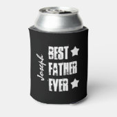 Beste VADER Ooit Zwart Wit Sterren Aangepaste Naam Blikjeskoeler (Blikje Achterkant)