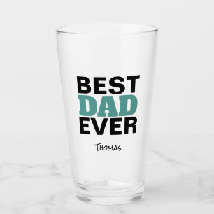 Beste vader ooit zwarte Blauwgroen typografie gepe Glas