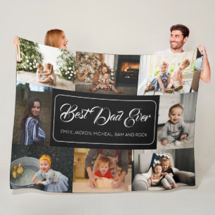 Beste vader ooit zwarte fotocollage fleece deken