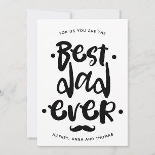 Beste Vader Ooit Zwarte Script Snor Vaderdag Feestdagenkaart