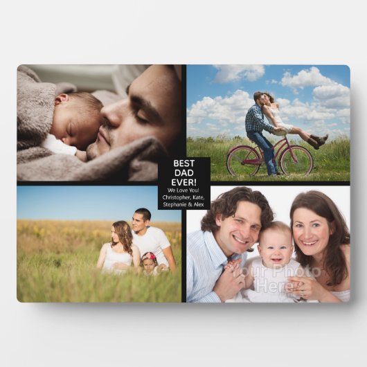 Beste vader ooit zwarte vaders Dag 4 Foto Collage Fotoplaat (voorkant)