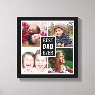Beste vader op dag 4 Foto Collage Black  Canvas Afdruk
