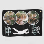 Beste vader op foto Collage Monogram Golfhanddoek (Horizontaal)