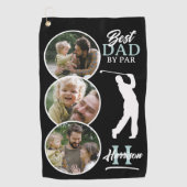 Beste vader op foto Collage Monogram Golfhanddoek (Voorkant)