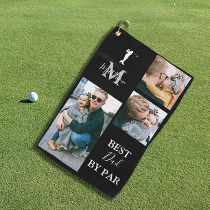 Beste vader op papier   Aangepaste 3-fotohanddoek Golfhanddoek