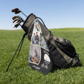 Beste vader op Par Custom 5 Foto Collage Golfhanddoek (Groen)