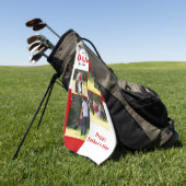 Beste vader op vier foto's rood Vaderdag Golfhanddoek (Groen)