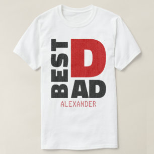 Beste vader Rode Zwarte Glitter-naam Gepersonalise T-shirt