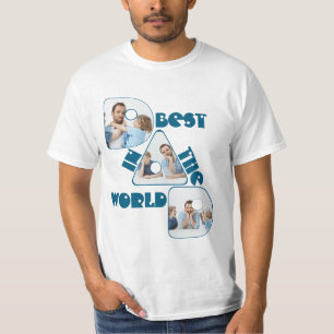 BESTE VADER TER WERELD, 3 foto's collage, donker c T-shirt