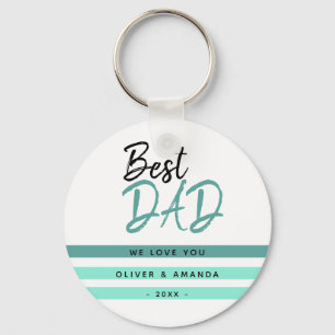 Beste Vader Turquoise Typografie Vaderdag Sleutelhanger