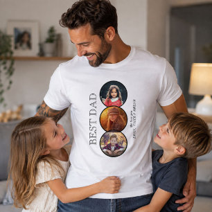 Beste Vader Vaderdag 3 Ovaal Fotocollage T-shirt