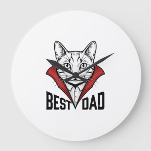 Beste Vader Vampier Kat Vintage Gravure Ontwerp_1 Grote Klok