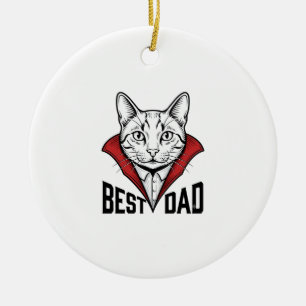 Beste Vader Vampier Kat Vintage Gravure Ontwerp_1 Keramisch Ornament