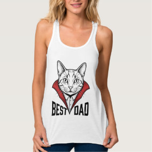 Beste Vader Vampier Kat Vintage Gravure Ontwerp_1 Tanktop