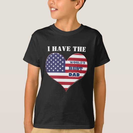 Beste Vader van de Wereld Amerikaanse Vlag Hart T-shirt (Voorkant)