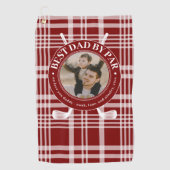 Beste vader van Par Buffalo Plaid Vaderdag Foto Golfhanddoek (Voorkant)