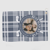 Beste vader van Par Buffalo Plaid Vaderdag Foto Golfhanddoek (Horizontaal)