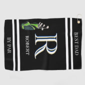 Beste vader van Par Custom Monogram Name Clubs Gol Golfhanddoek (Horizontaal)