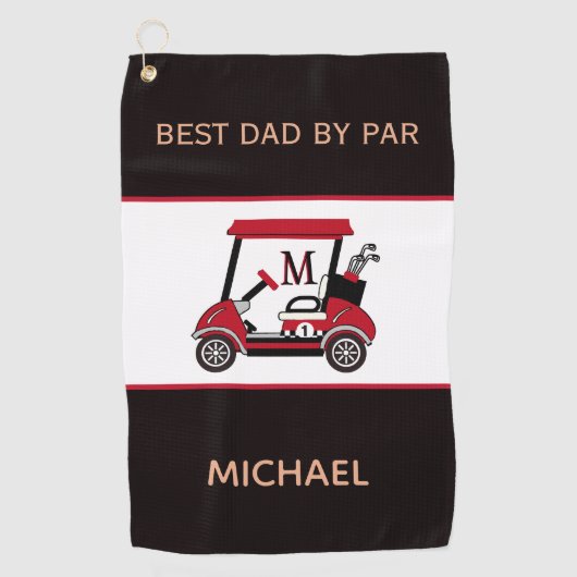 Beste vader van Par Golf Cart Monogram Golfhanddoek (Voorkant)