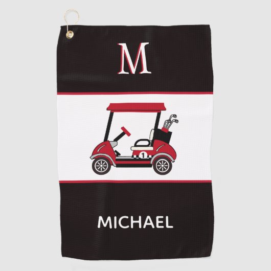 Beste vader van Par Golf Cart Monogram Golfhanddoek (Voorkant)