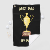 Beste vader van Par Golf Towel met Gold Trophy Golfhanddoek (Insitu)