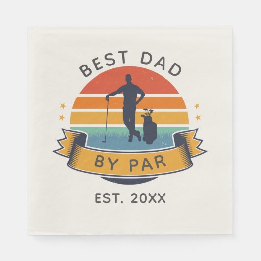 Beste vader van Par Golfing Fathers Day Retro Part Servet (Voorkant)