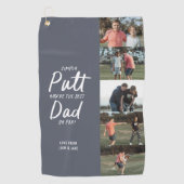 Beste vader van par multi-fotomarjoen blauwe vader golfhanddoek (Voorkant)