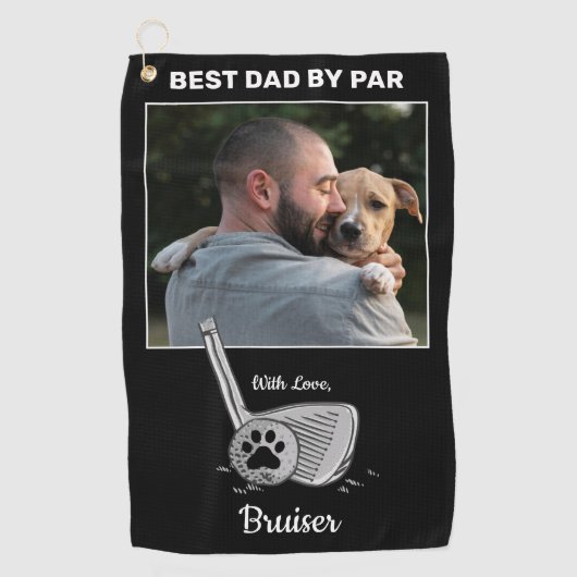 Beste vader van Par Pet Foto Golf Towel Golfhanddoek (Voorkant)