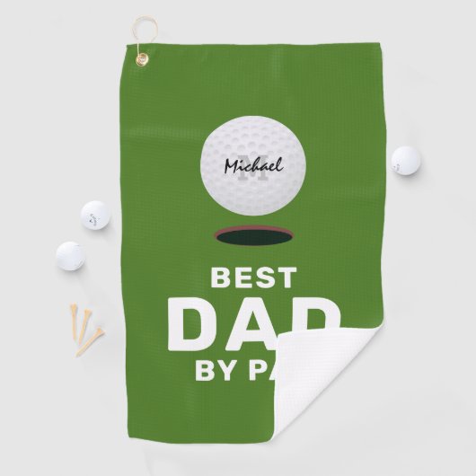 Beste vader van Par Vaderdag Name Golf Towel Golfhanddoek (Insitu)
