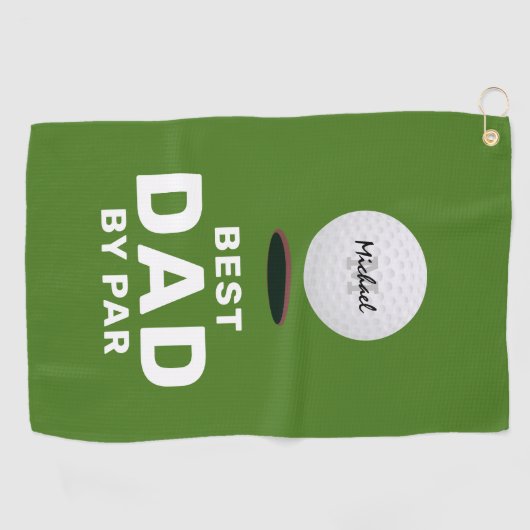Beste vader van Par Vaderdag Name Golf Towel Golfhanddoek (Horizontaal)