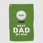 Beste vader van Par Vaderdag Name Golf Towel Golfhanddoek (Voorkant)