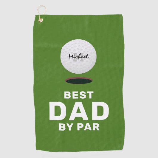 Beste vader van Par Vaderdag Name Golf Towel Golfhanddoek (Voorkant)
