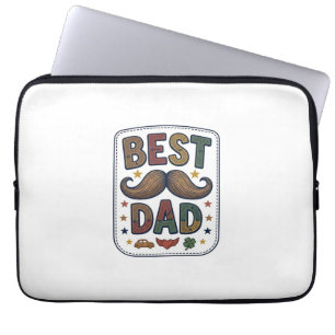 Beste Vader Vintage Snorhaar Vector Vader Design_1 Laptop Sleeve