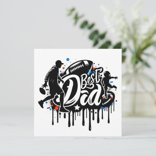 Beste vader voetbal vader-zoon graffiti kerstkaart (Staand voorkant)
