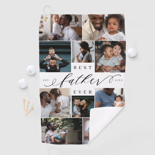 Beste vaders Dag Foto Collage Golfhanddoek (Insitu)