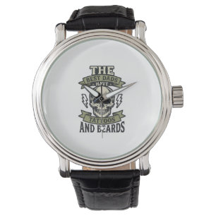 Beste vaders hebben tatoeages en baarden Schedel T Horloge