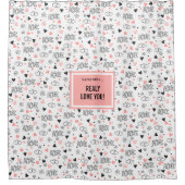 Beste Valentijnscadeau Hart Schets Liefde Regenbui Douchegordijn (Voorkant)