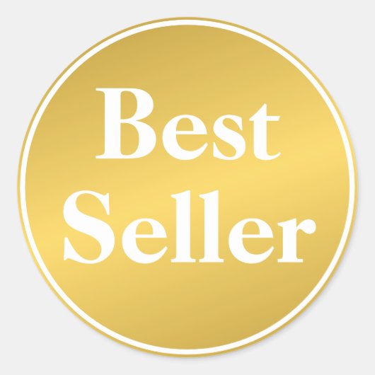 Beste verkoper Goud Wit Ronde Sticker (Voorkant)