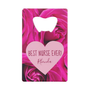 Beste verpleegster ooit Roze Rozen Kredietkaart Flessenopener