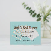 "Beste verpleegsters ter wereld" — Hilarious Nurse Briefkaart (Staand voorkant)