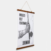 Beste Visser  Zwart & Wit Hangend Wandkleed (Gebogen)