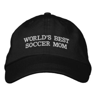 Beste Voetbal-mam van de wereld, zwart wit, modern Geborduurde Pet