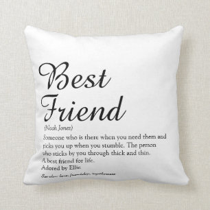 Beste Vriend BFF Definitie Zwart en Wit Schrift Kussen