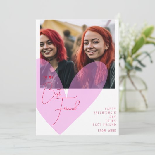 Beste vriend bff hart Valentijnsdag foto Feestdagenkaart (Staand voorkant)