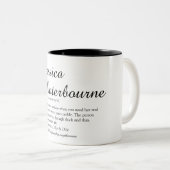 Beste vriend BFF Naam Definitie Chic Script Tweekleurige Koffiemok (Voorkant rechts)