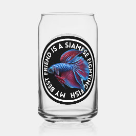 Beste Vriend Blauw Rood Betta Vis Blikvorm Glas